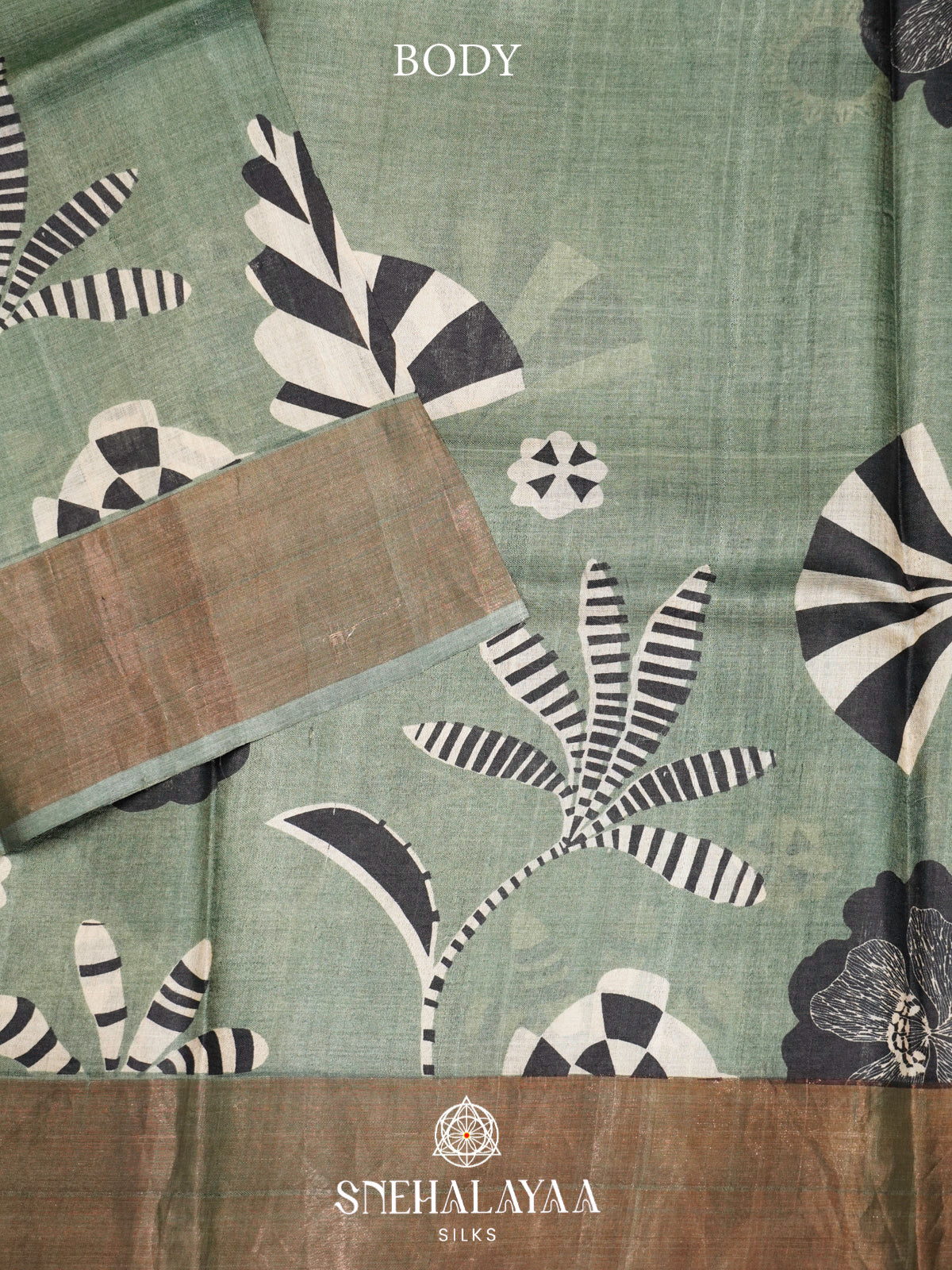 Sage Green  Tussar Saree