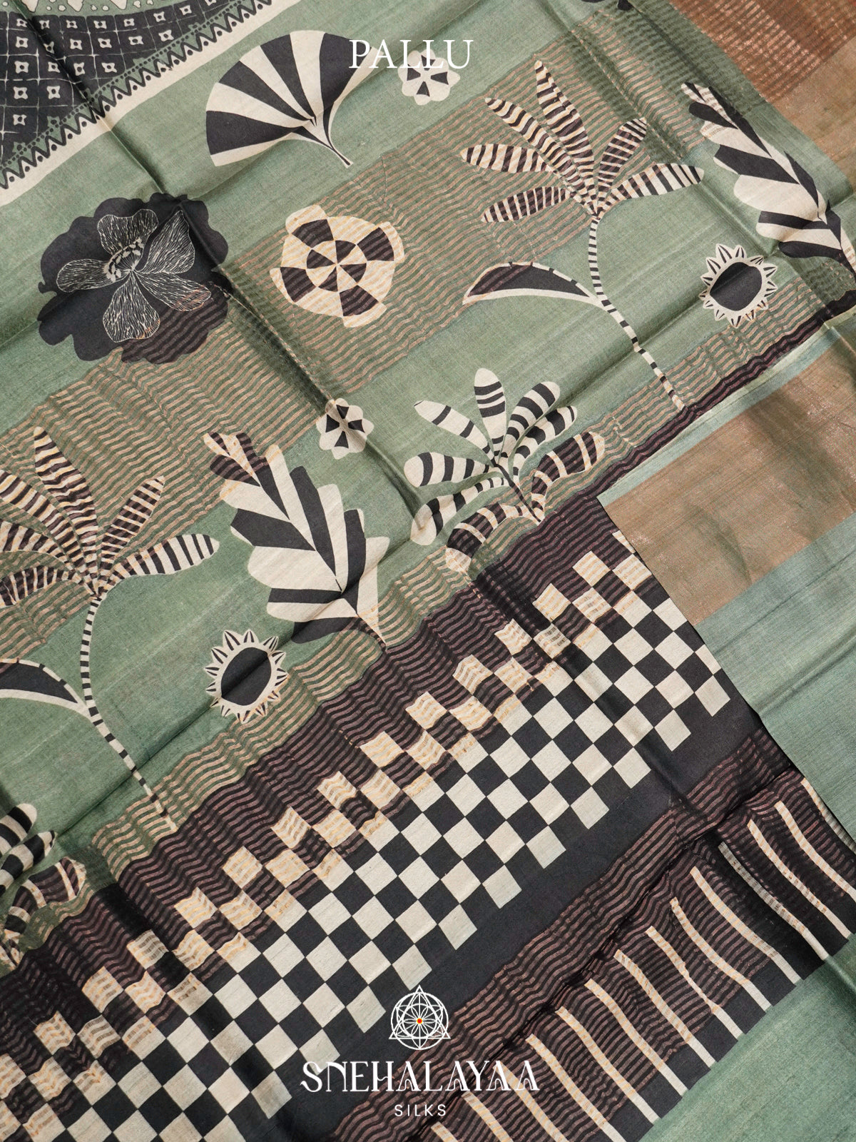 Sage Green  Tussar Saree