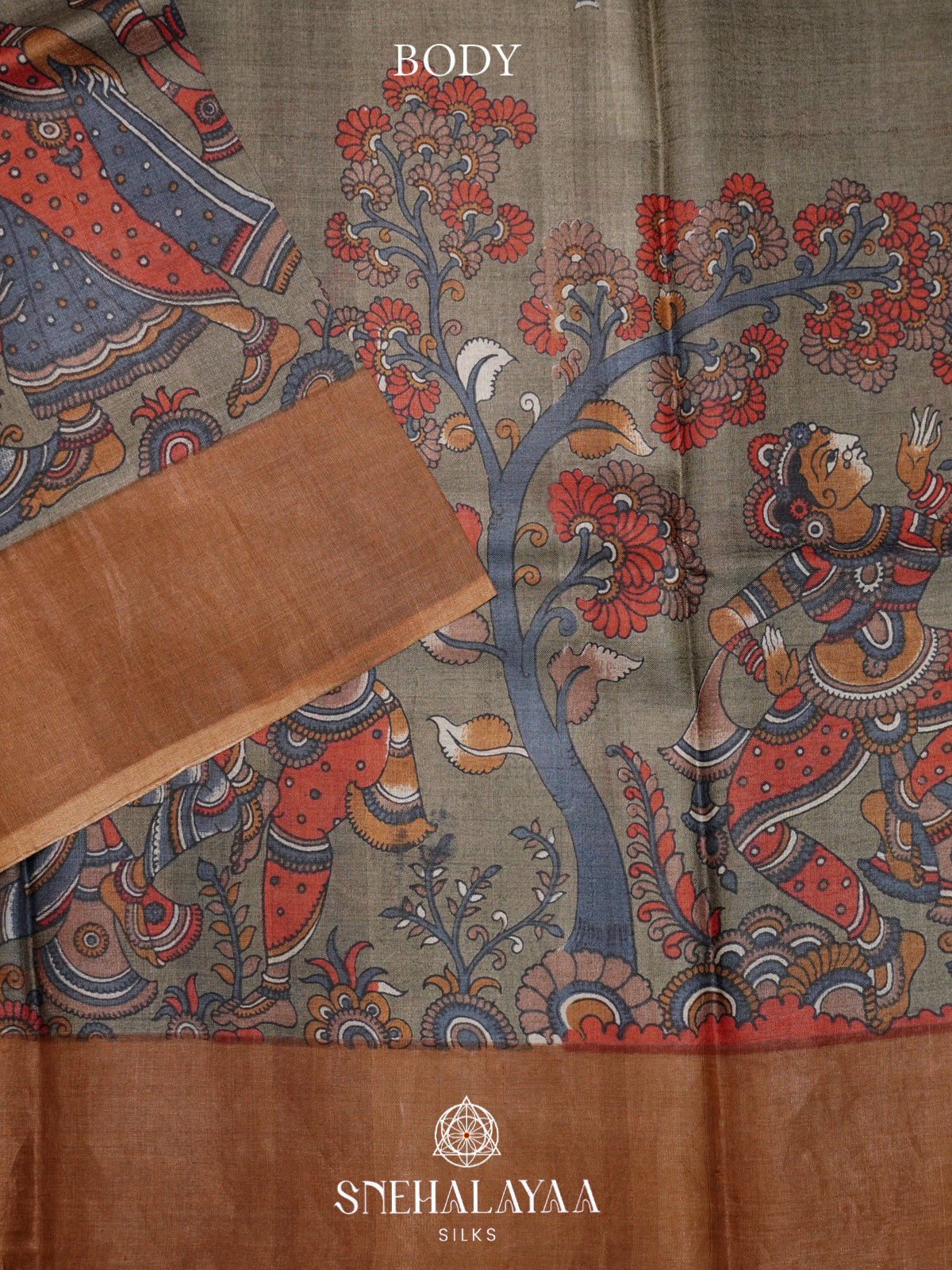 Brown  Tussar Saree