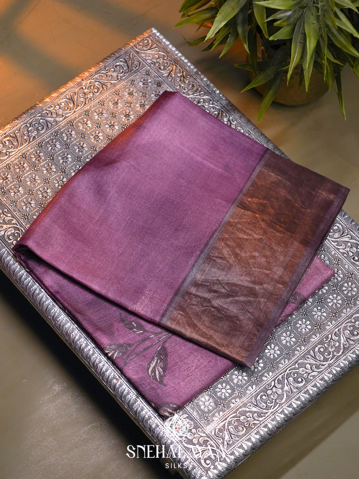 Purple  Tussar Saree