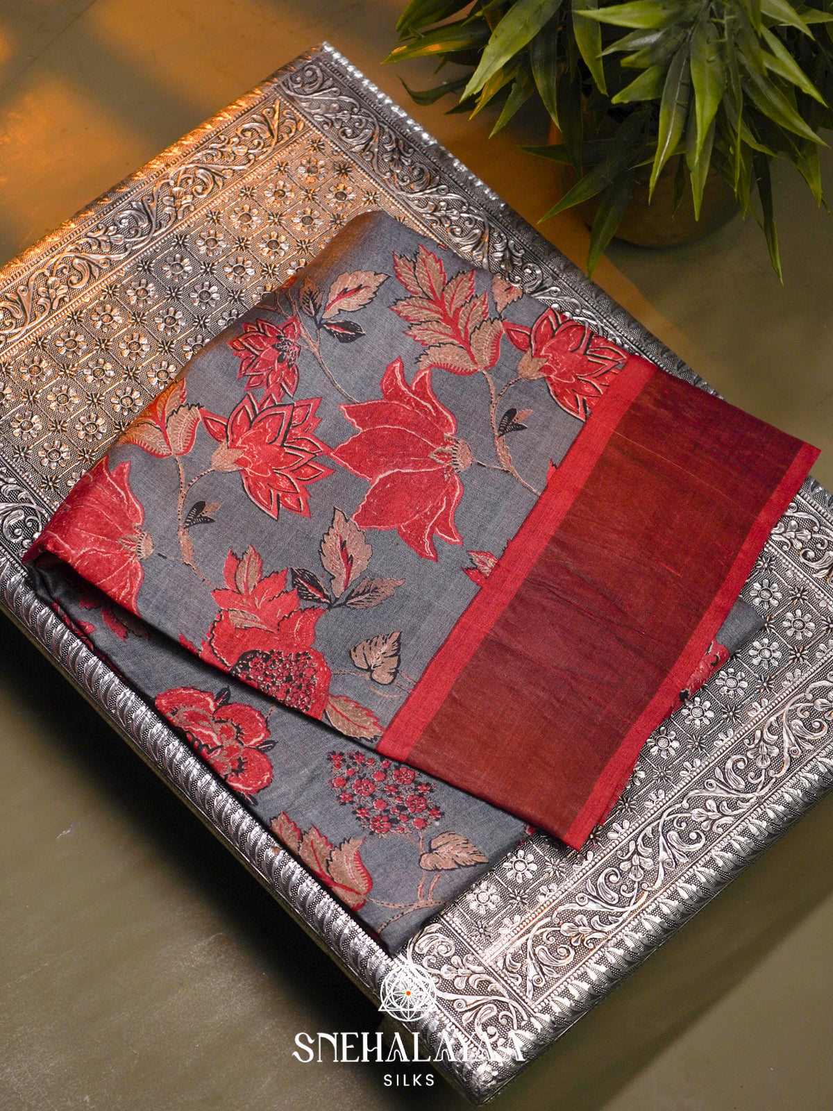 Grey  Tussar Saree