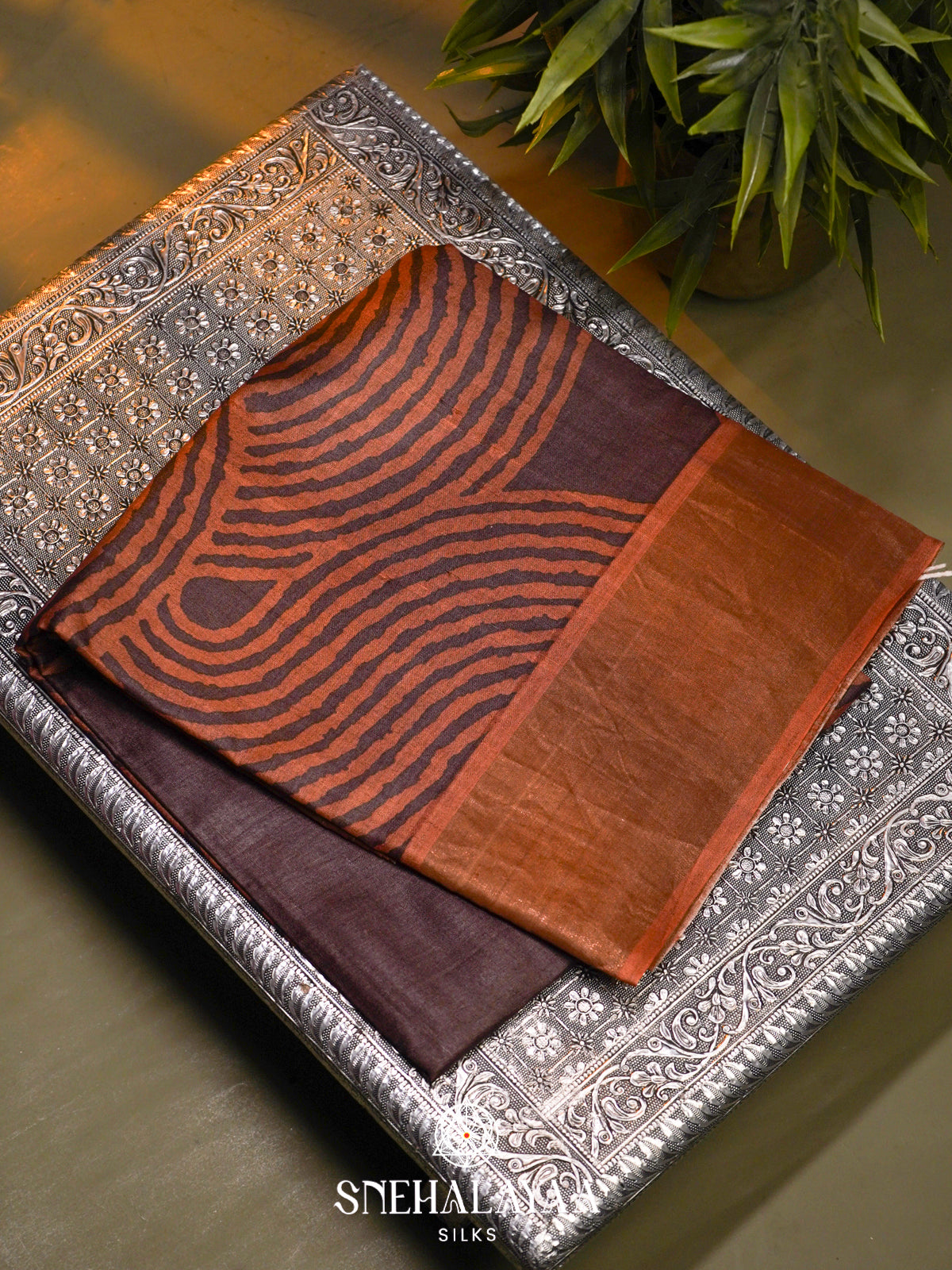 Coffee Brown  Tussar Saree