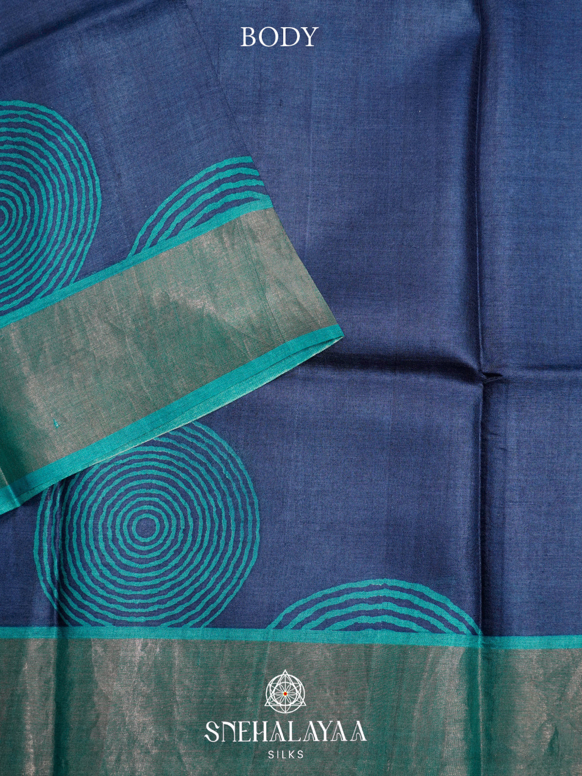 Navy Blue  Tussar Saree