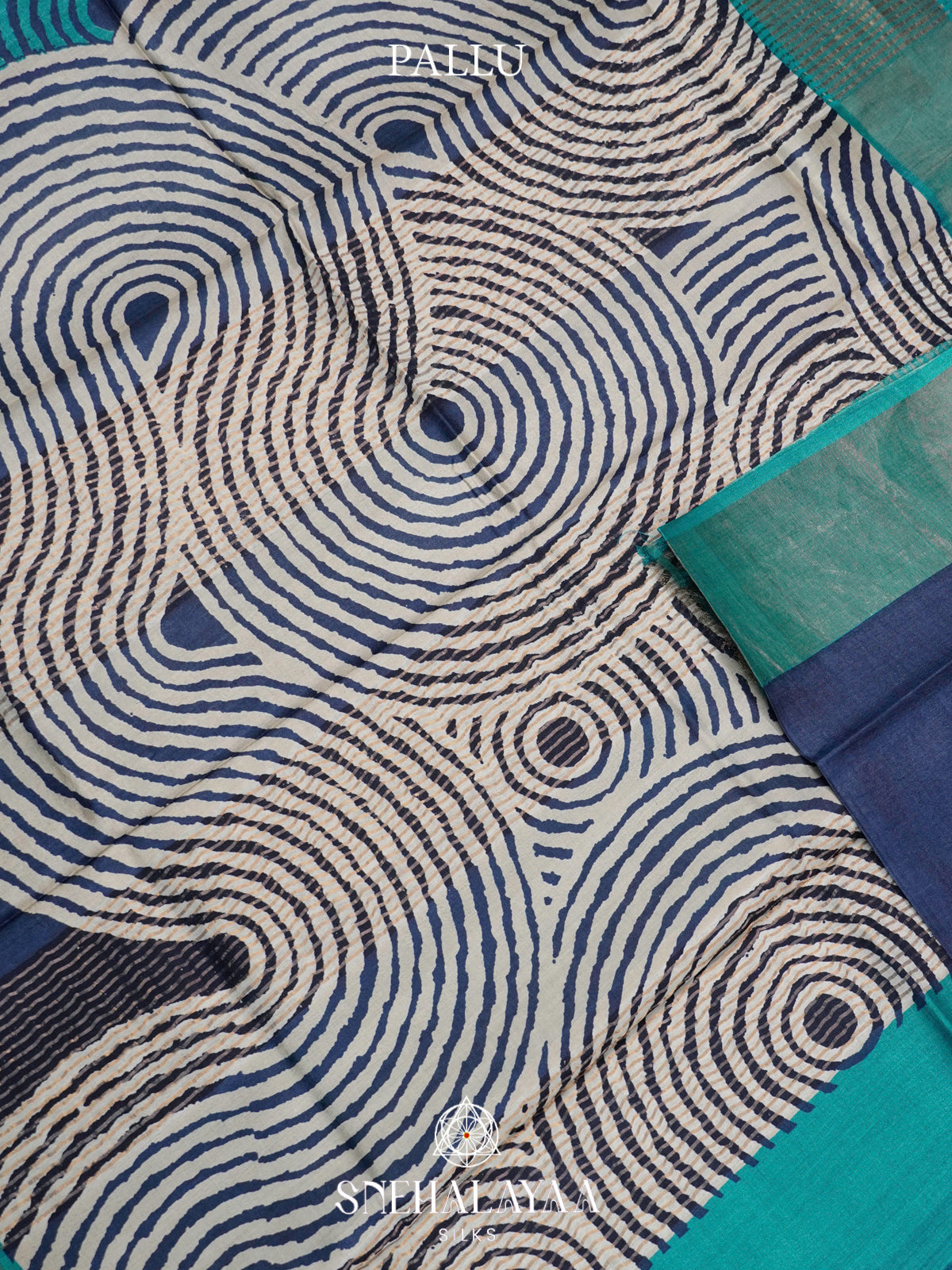 Navy Blue  Tussar Saree