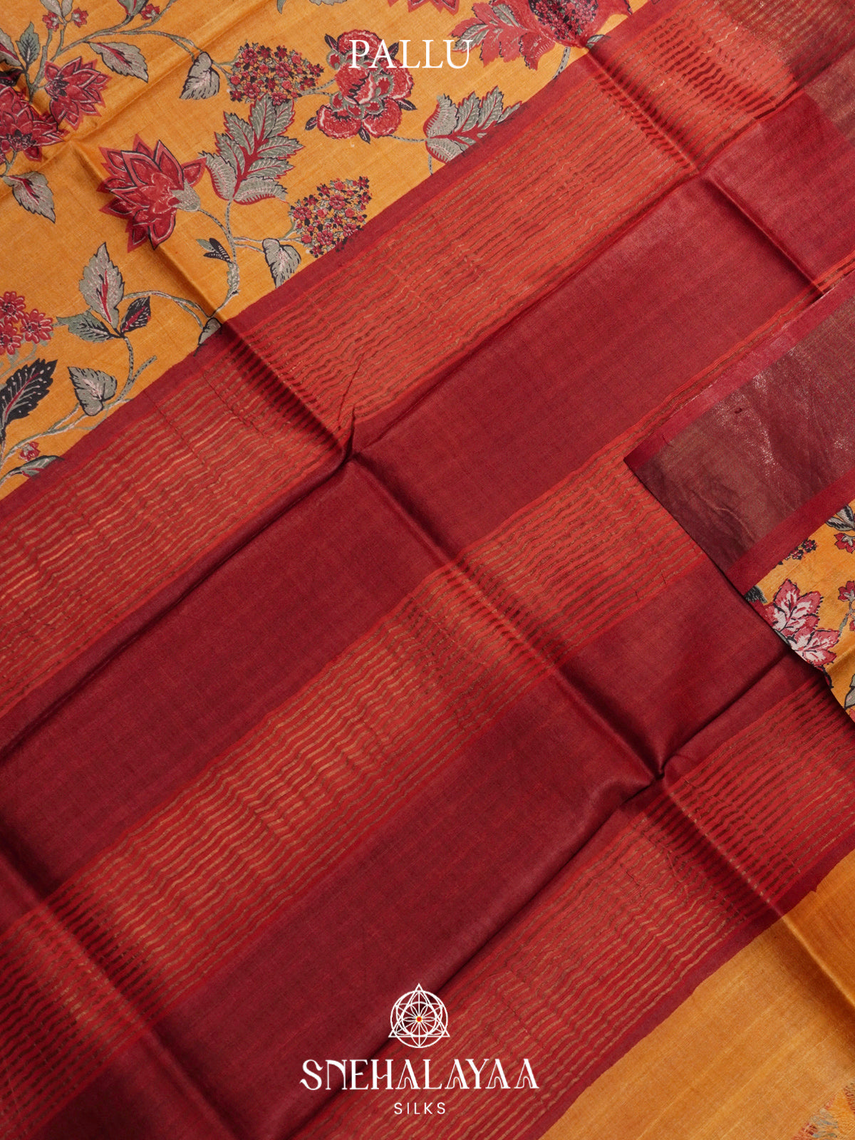 Mango Yellow  Tussar Saree