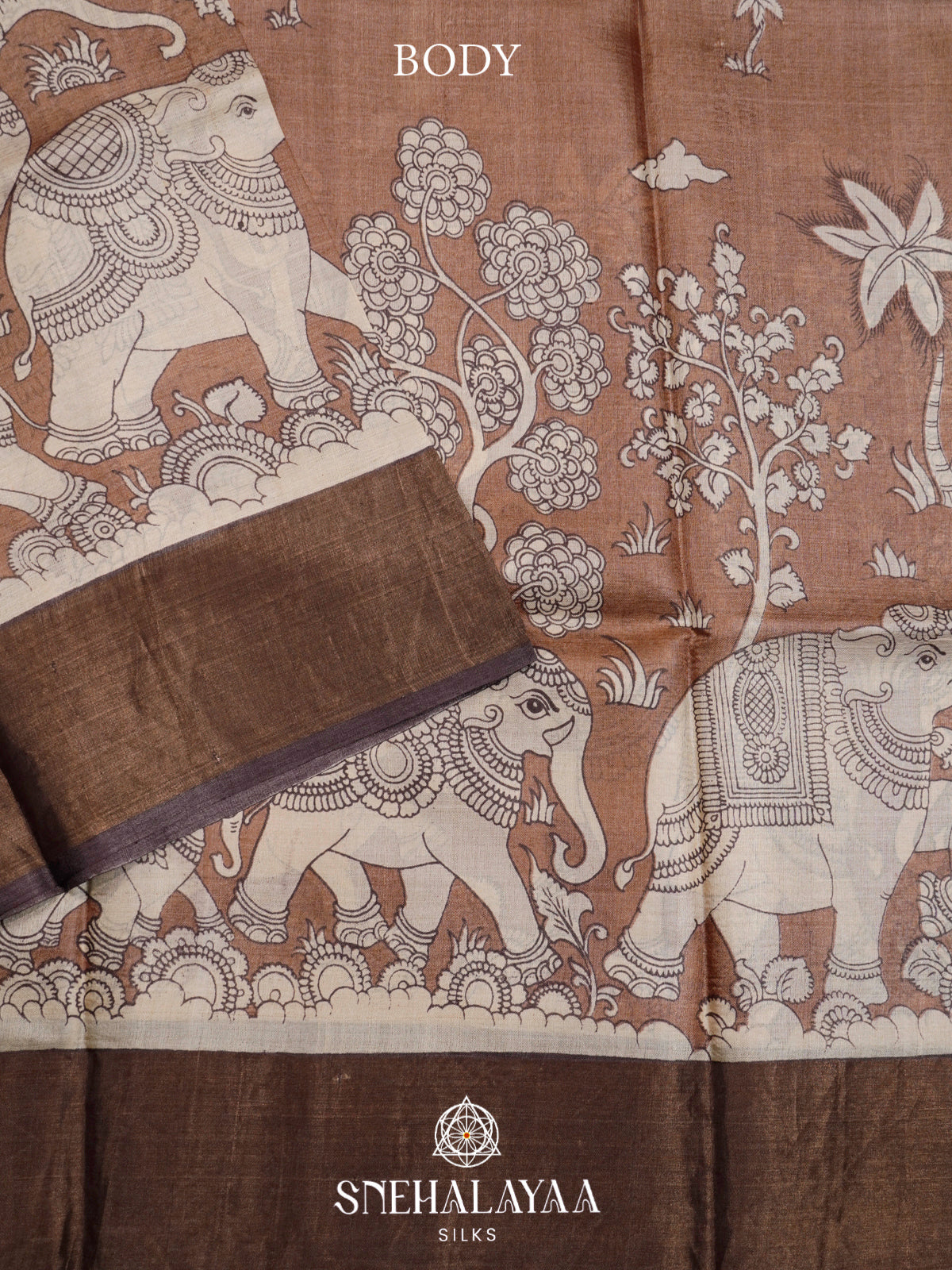 Brown  Tussar Saree