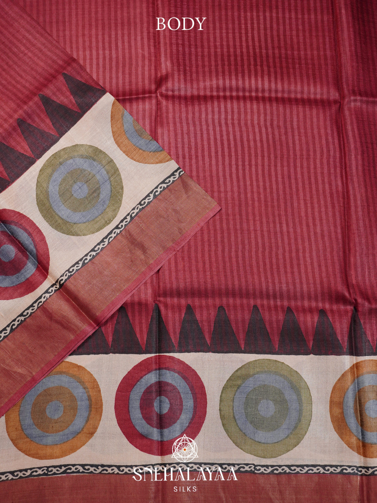 Maroon  Tussar Saree