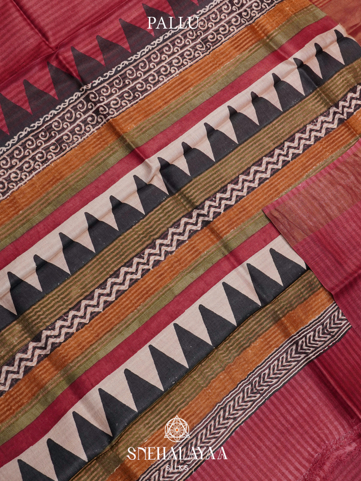 Maroon  Tussar Saree