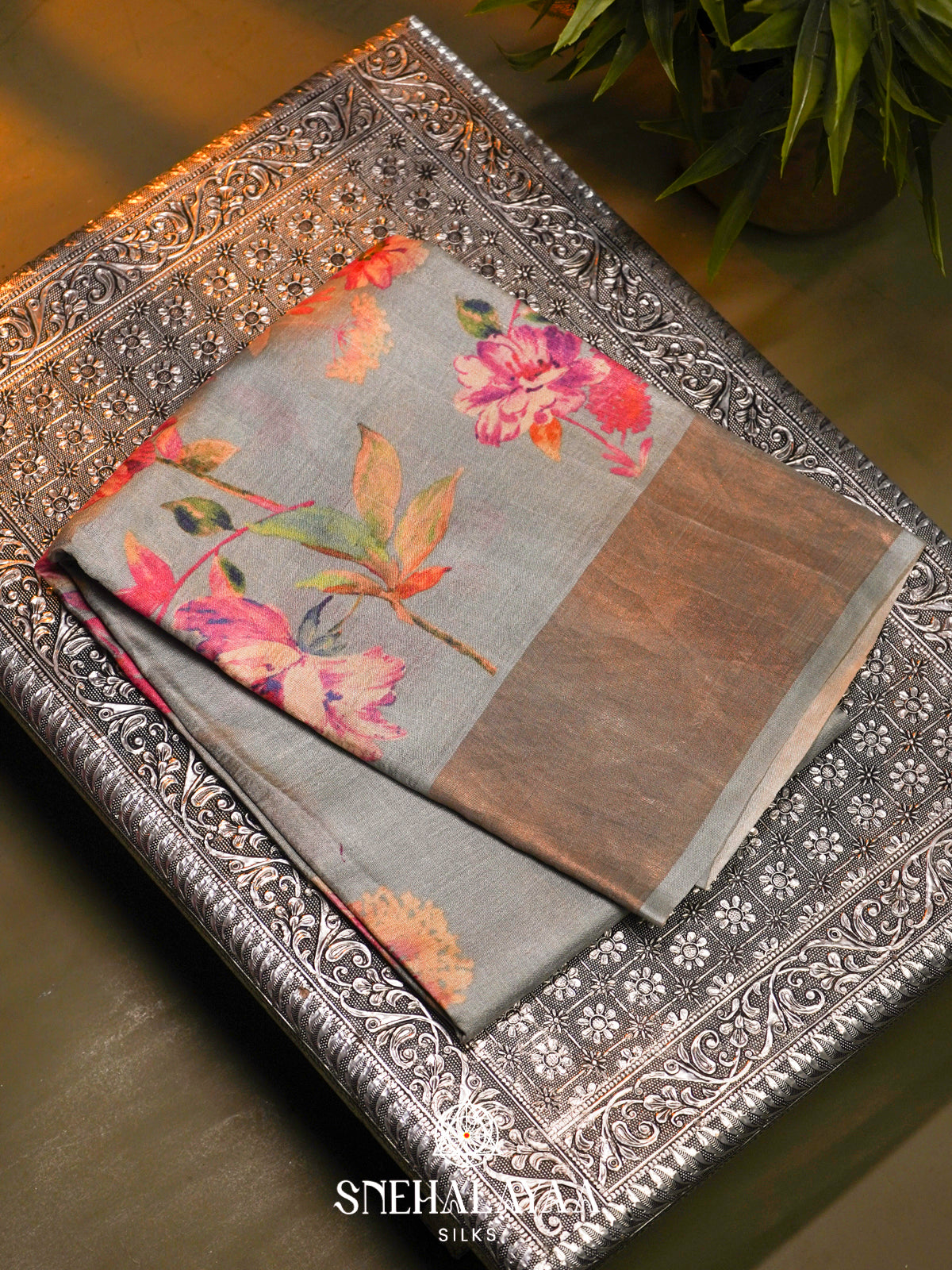Blue  Tussar Saree