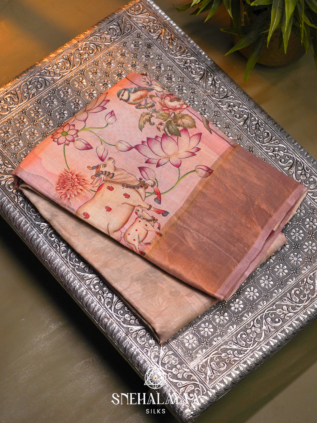 Pink  Tussar Saree