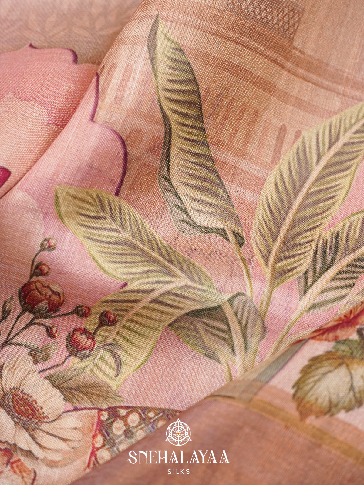 Pink  Tussar Saree