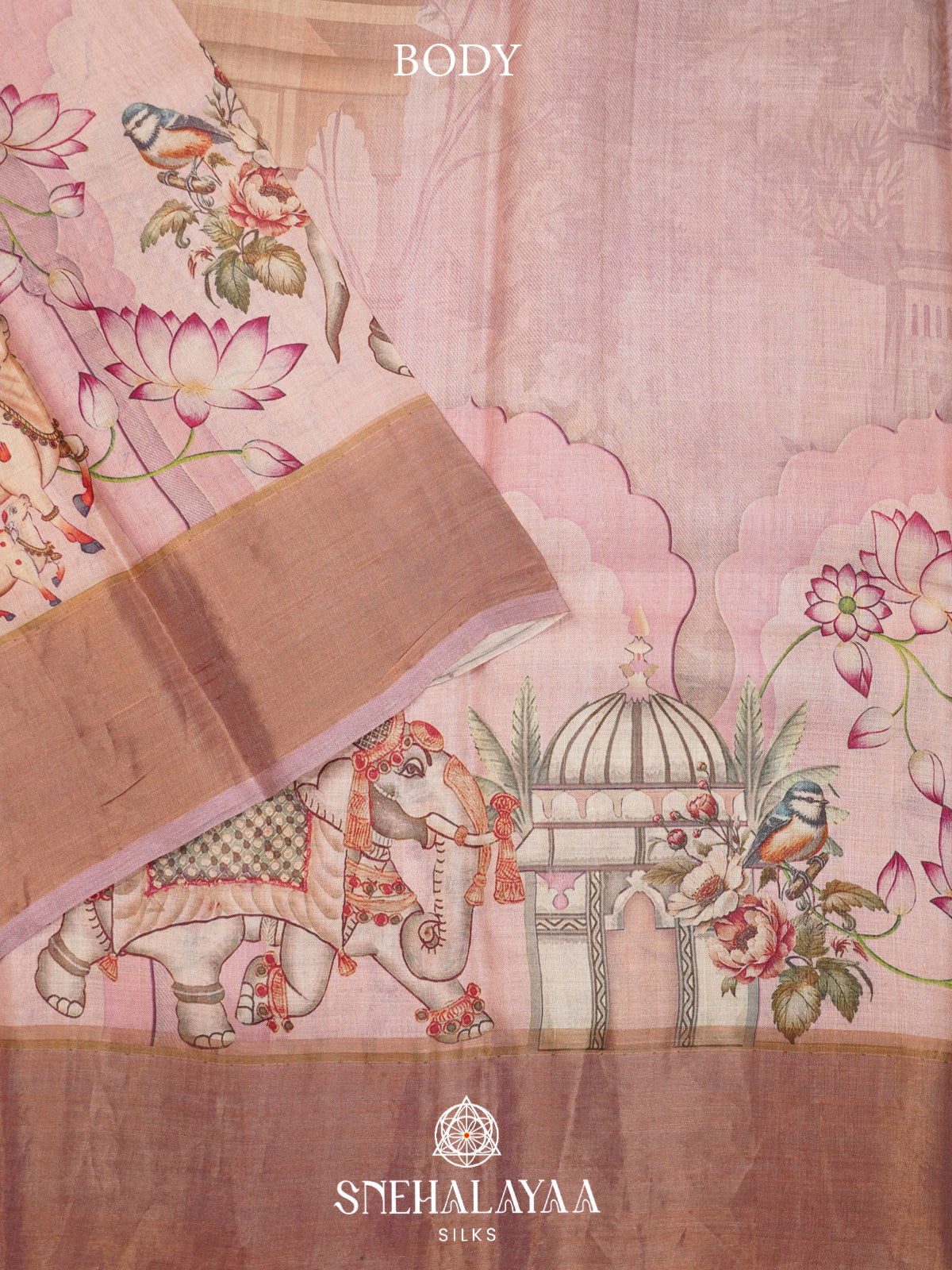 Pink  Tussar Saree
