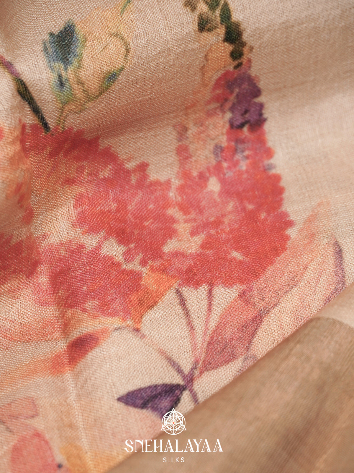 Peach  Tussar Saree