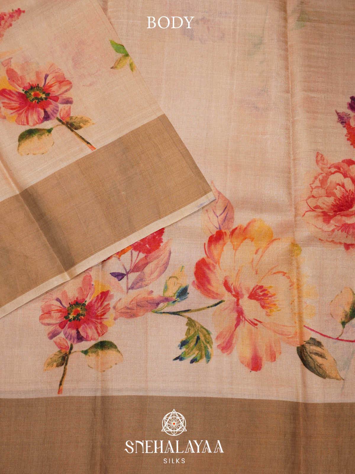 Peach  Tussar Saree