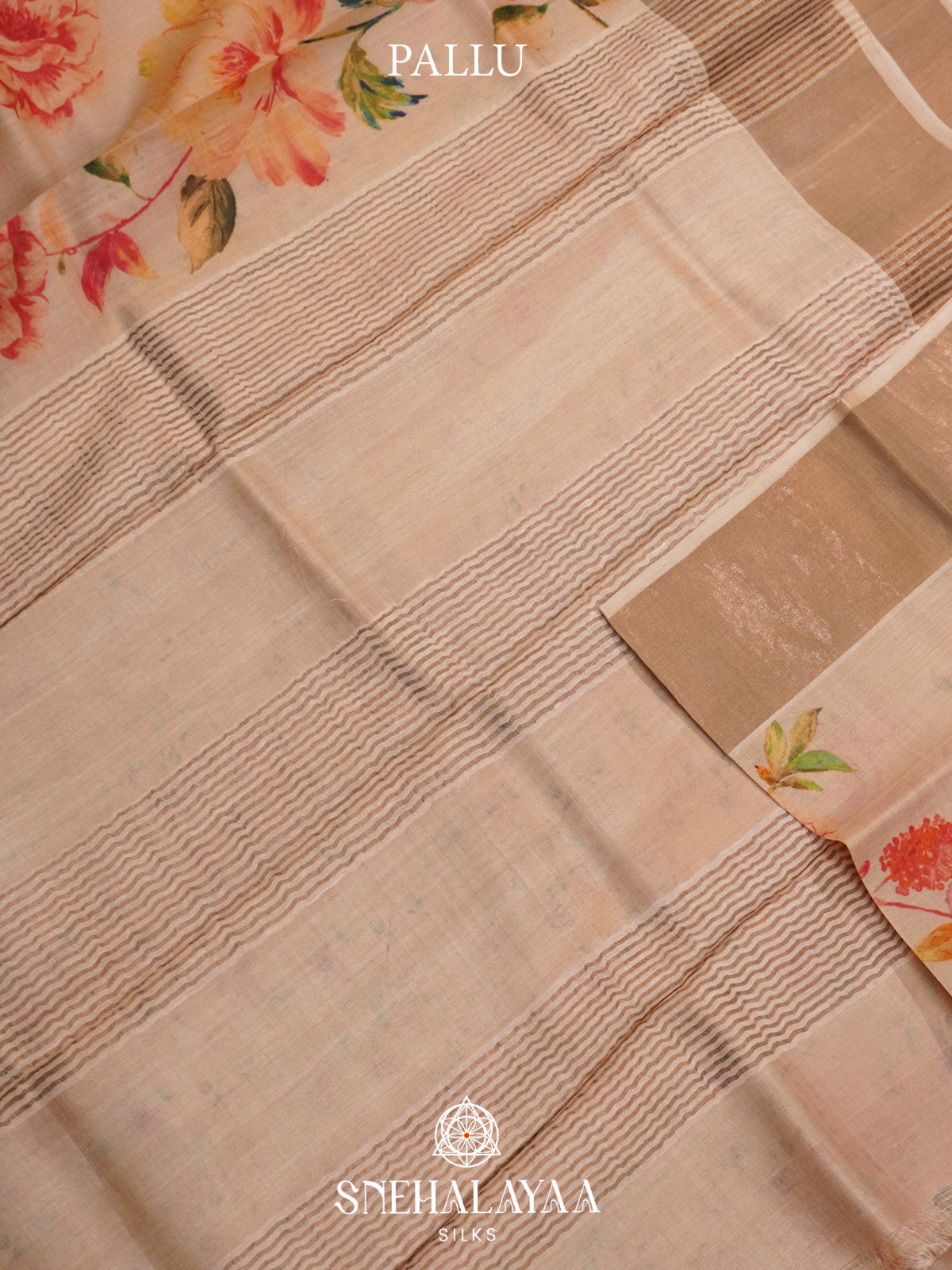 Peach  Tussar Saree