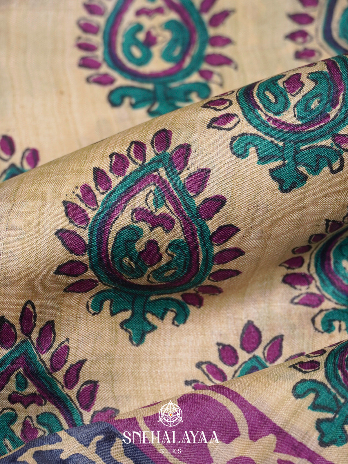 Beige  Tussar Saree