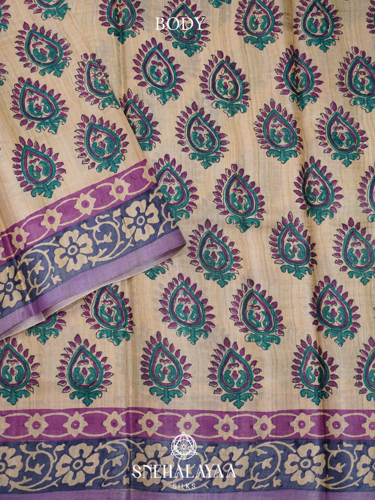 Beige  Tussar Saree