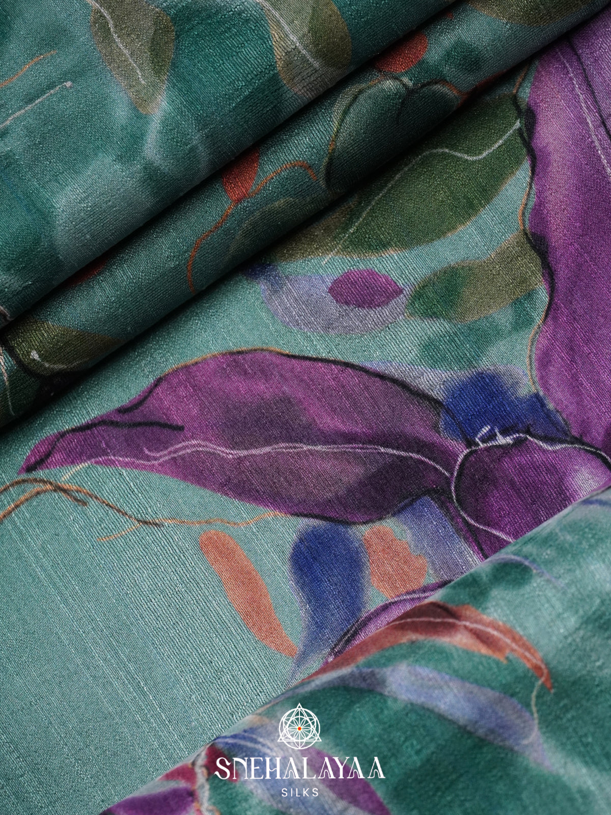 Teal Green Tussar Saree