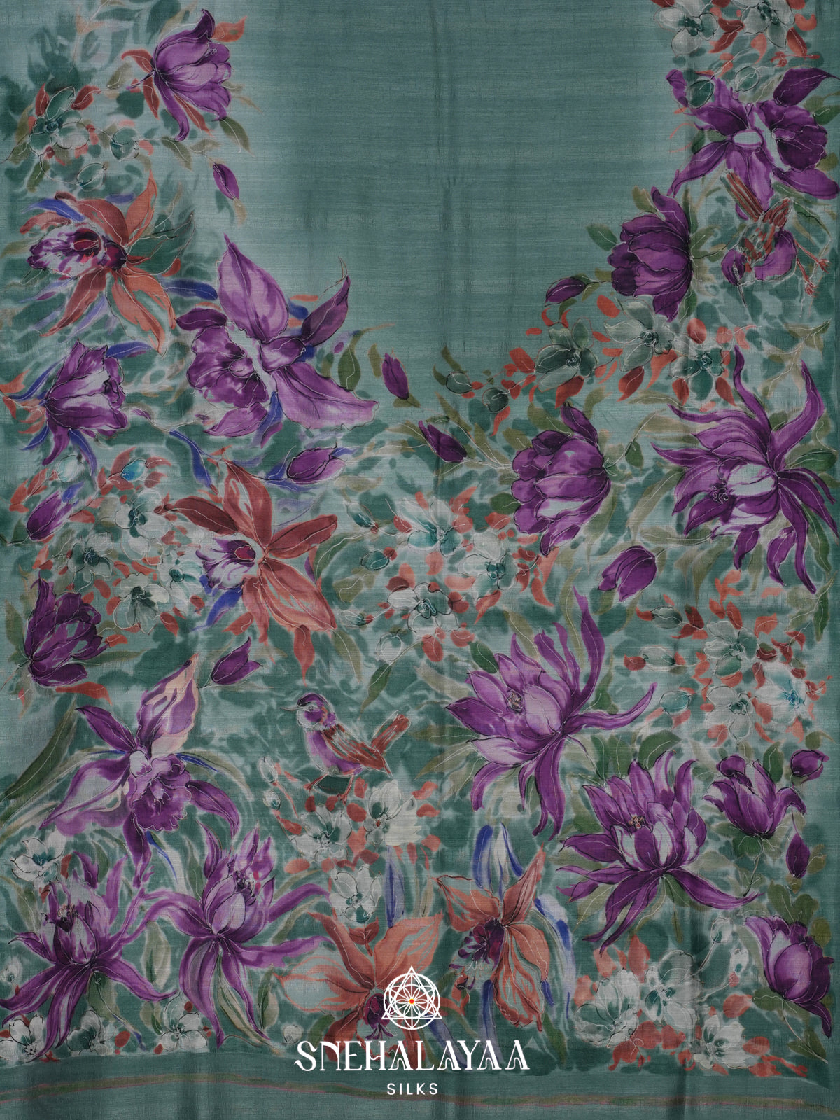 Teal Green Tussar Saree