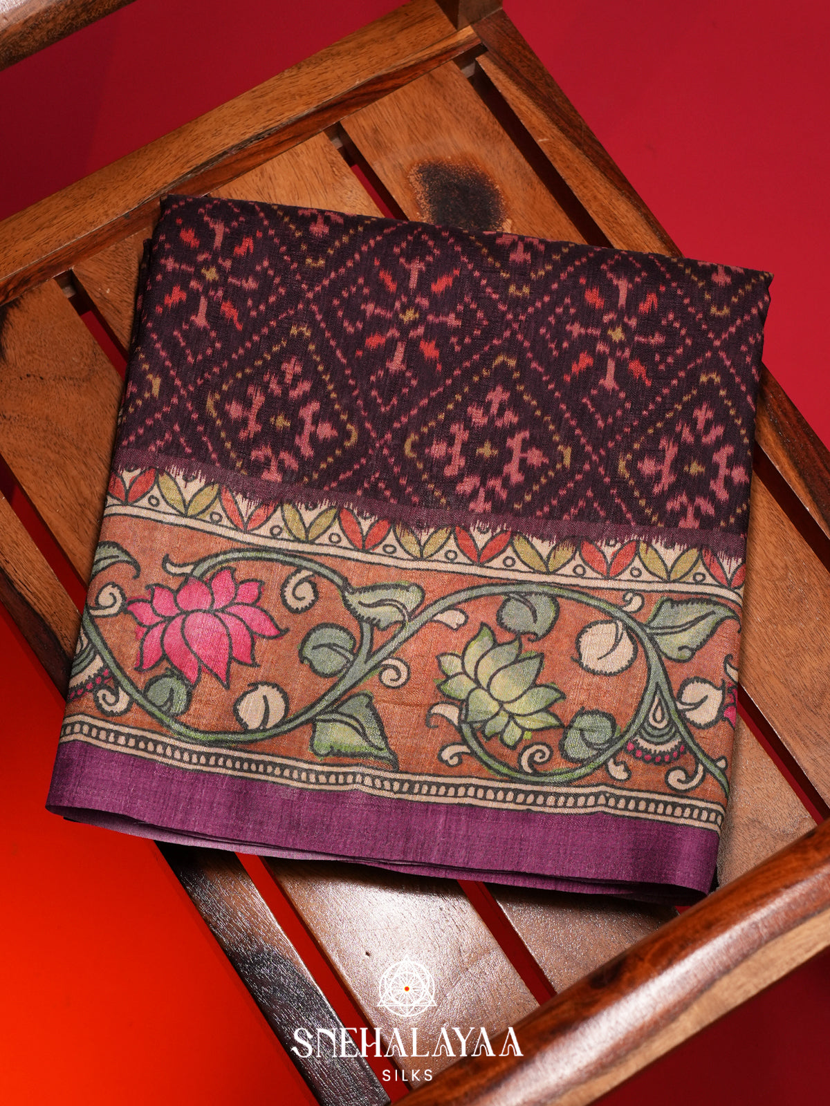 Wine Tussar Saree