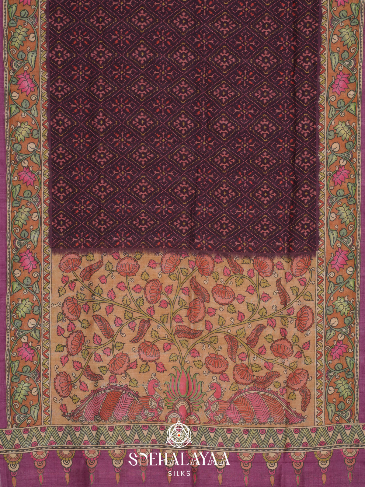 Wine Tussar Saree