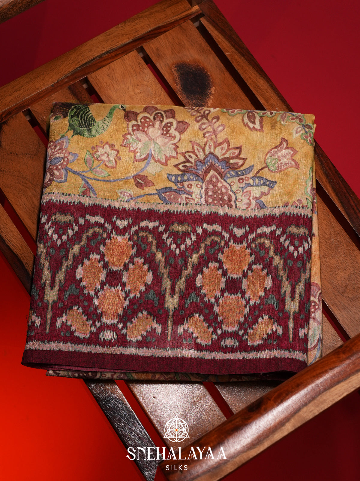 Pale Yellow Tussar Saree