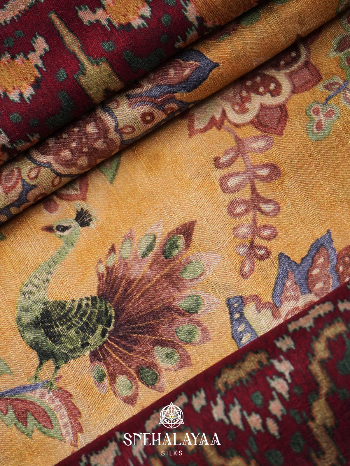 Pale Yellow Tussar Saree