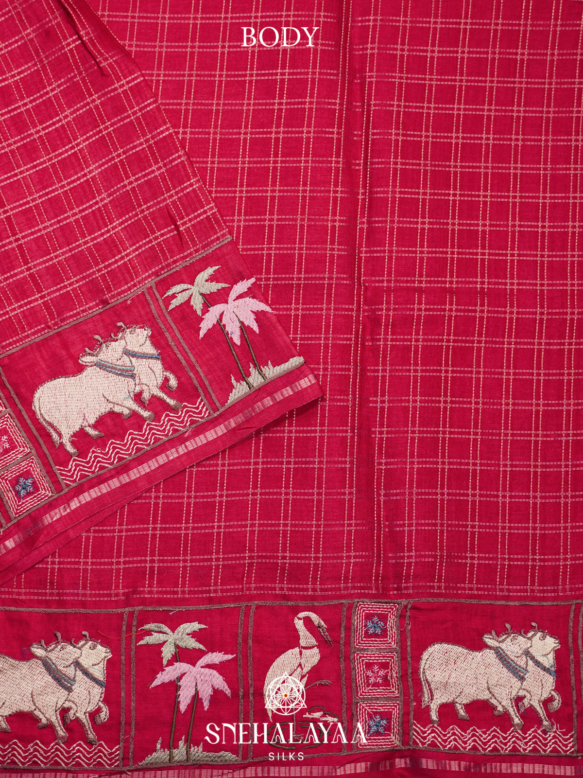 Ruby Red Tussar Saree