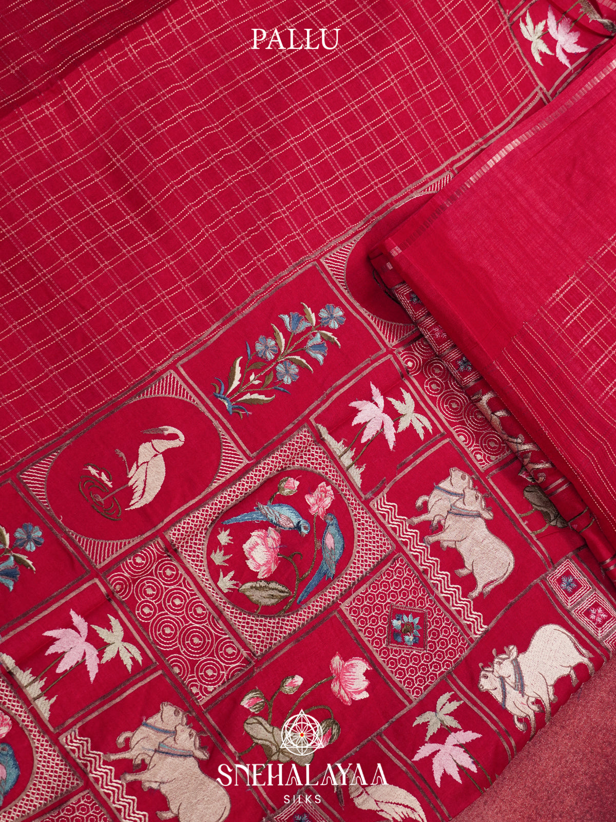 Ruby Red Tussar Saree