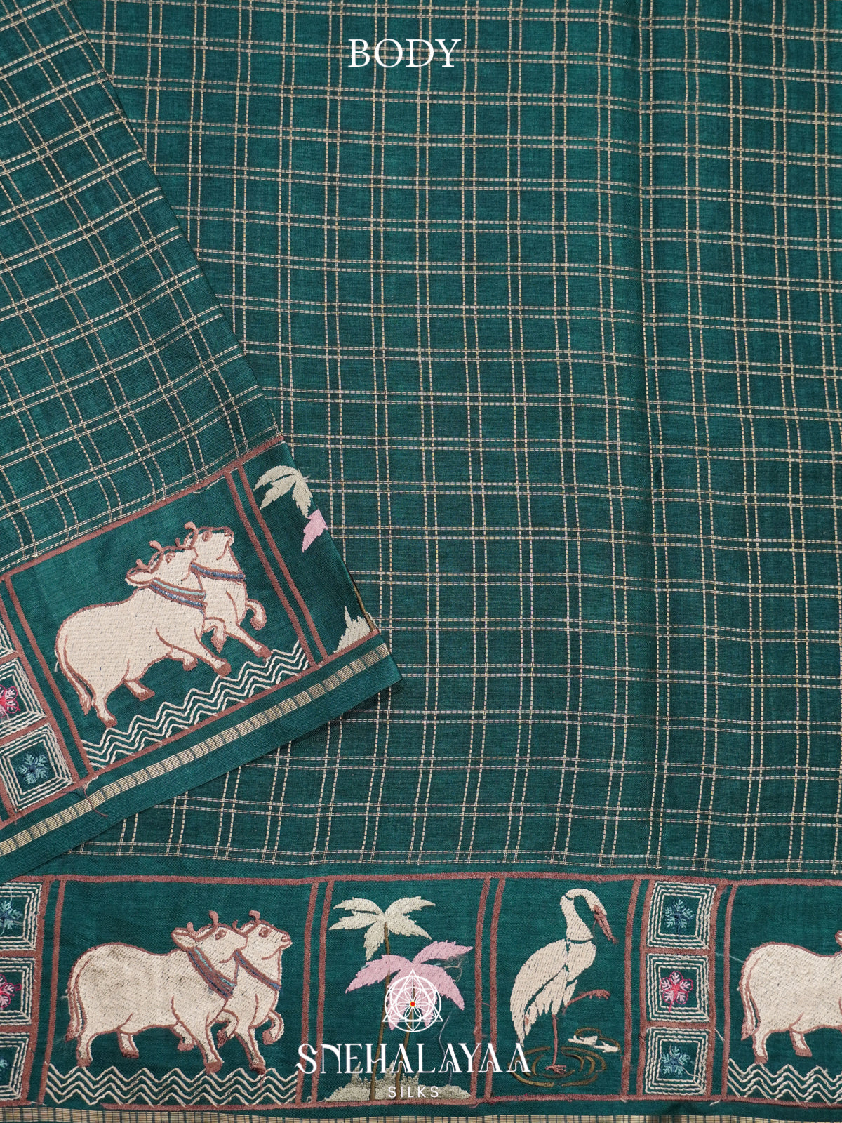 Forest Green Tussar Saree