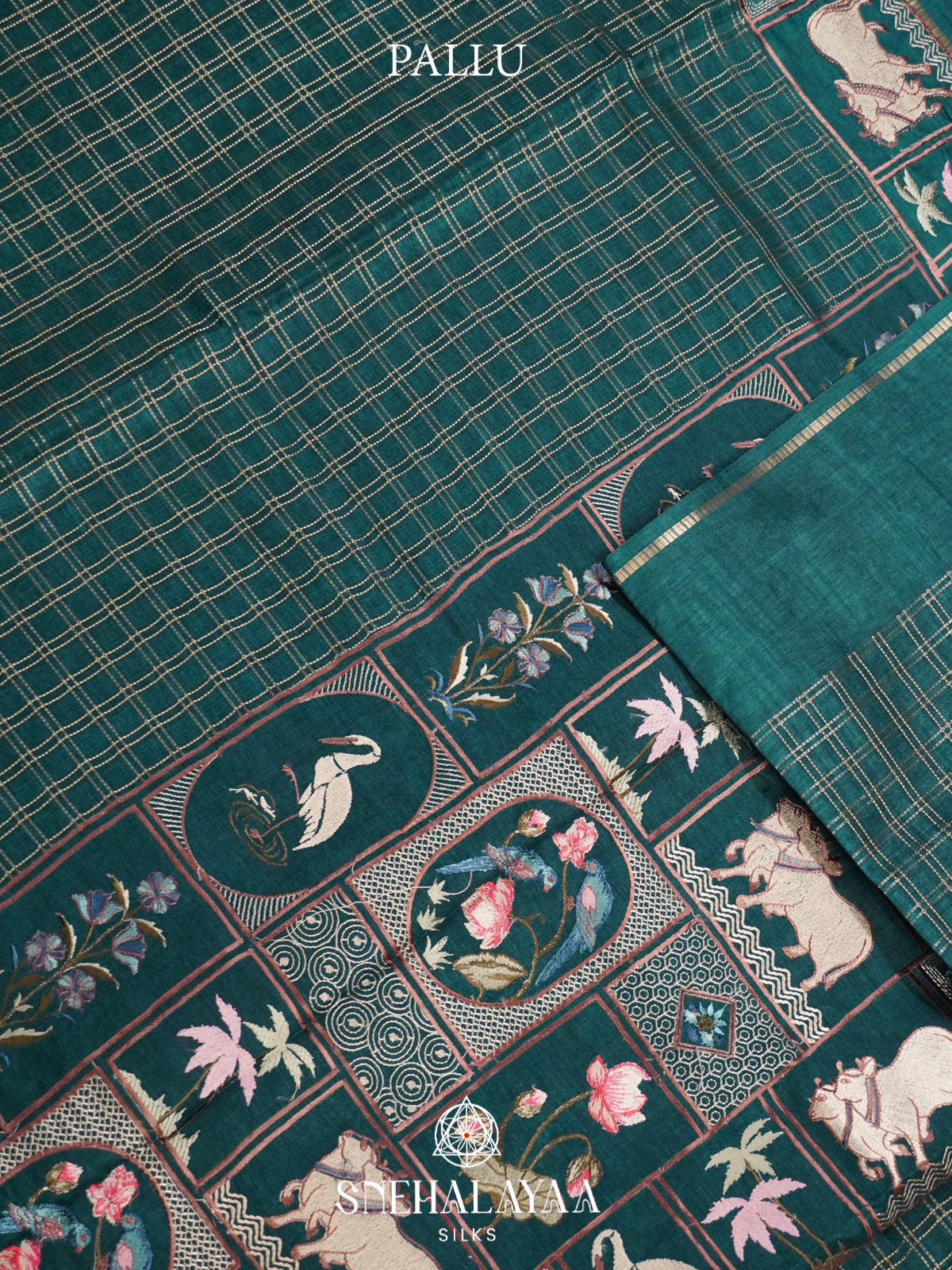 Forest Green Tussar Saree