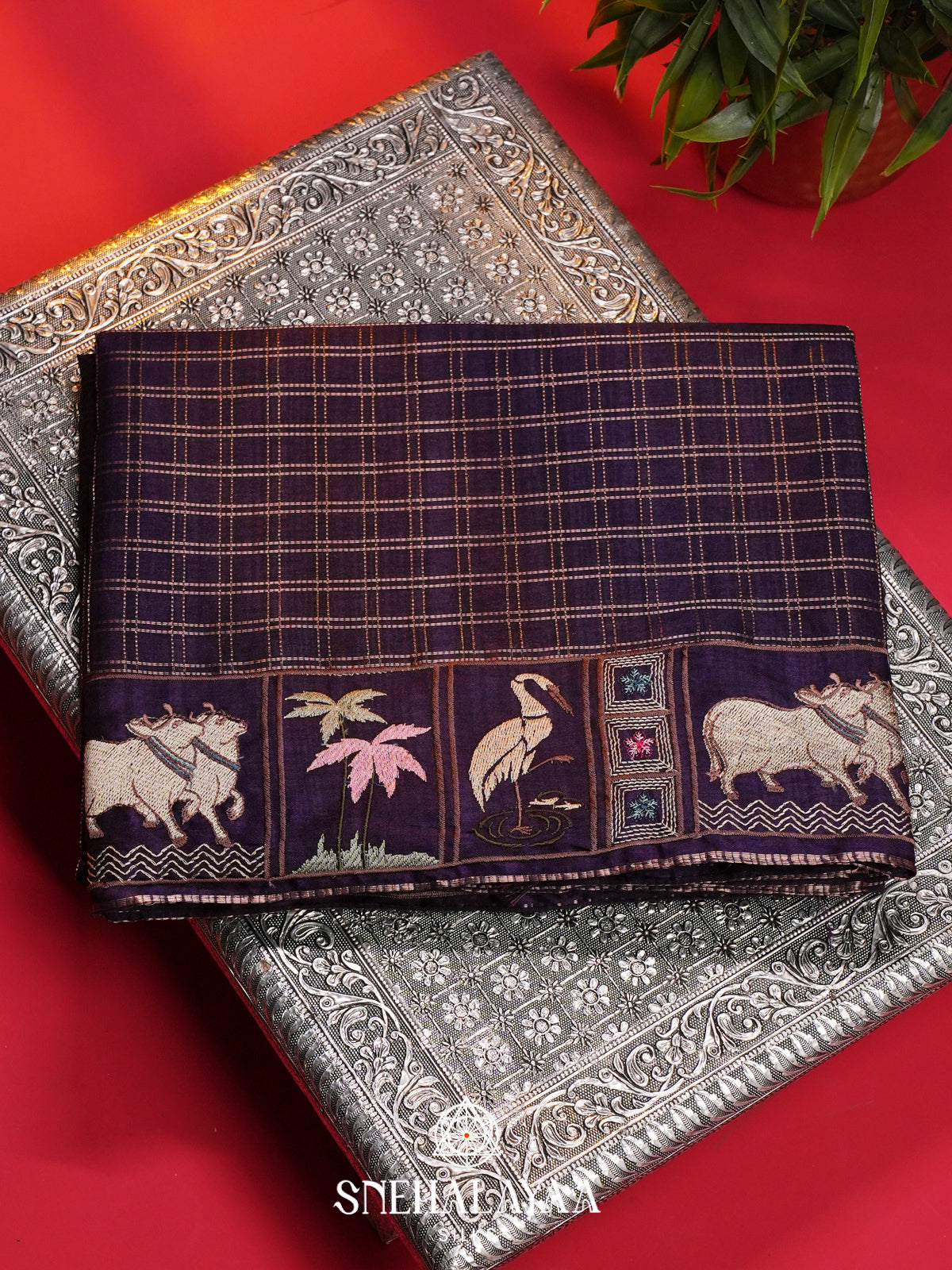 Magenta Purple Tussar Saree