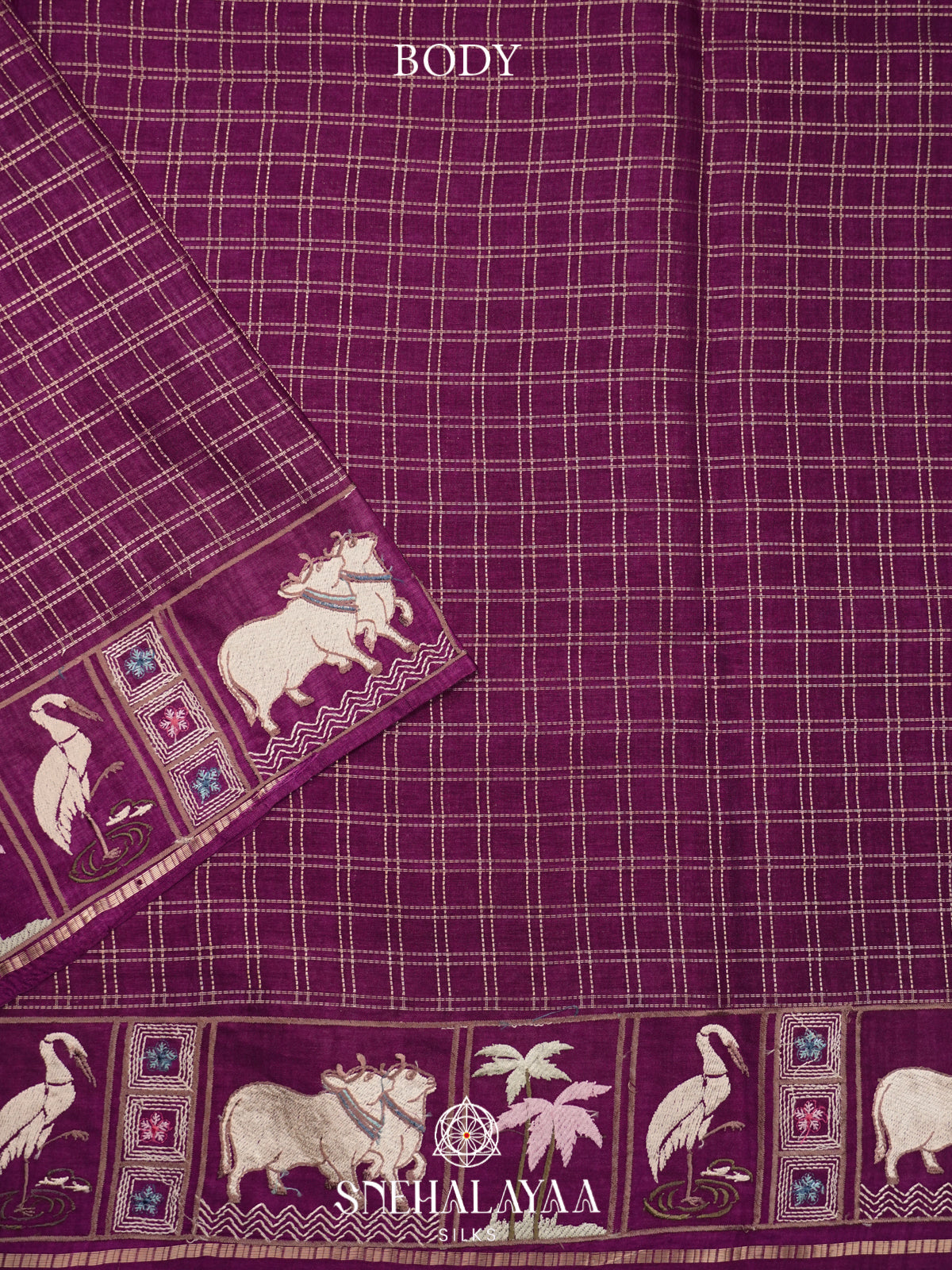 Magenta Tussar Saree