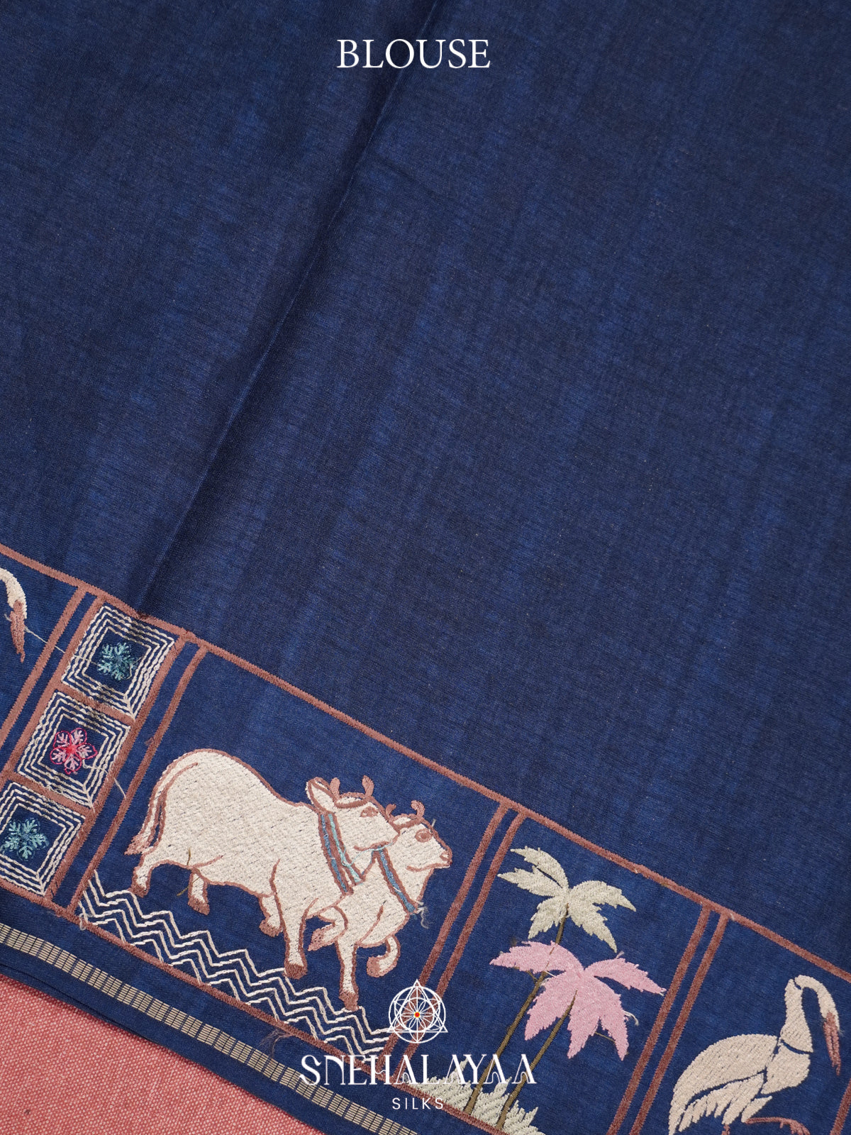 Ink Blue Tussar Saree