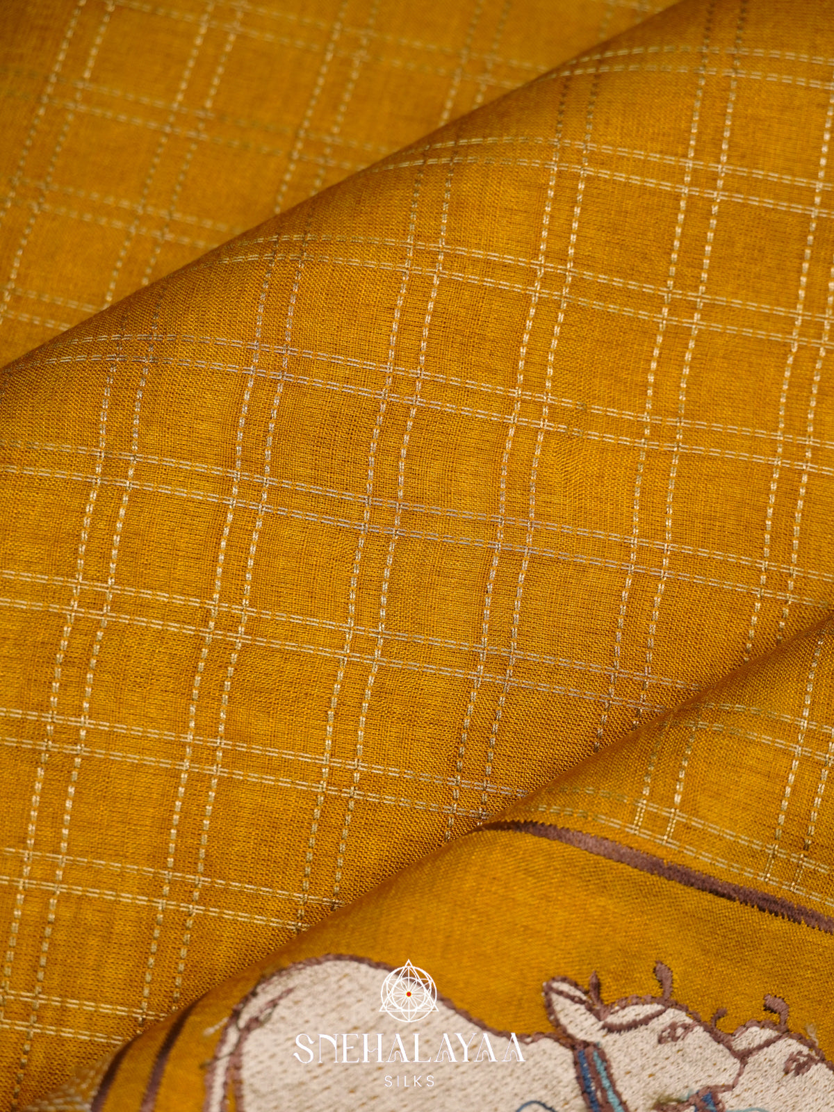Mango Yellow Tussar Saree