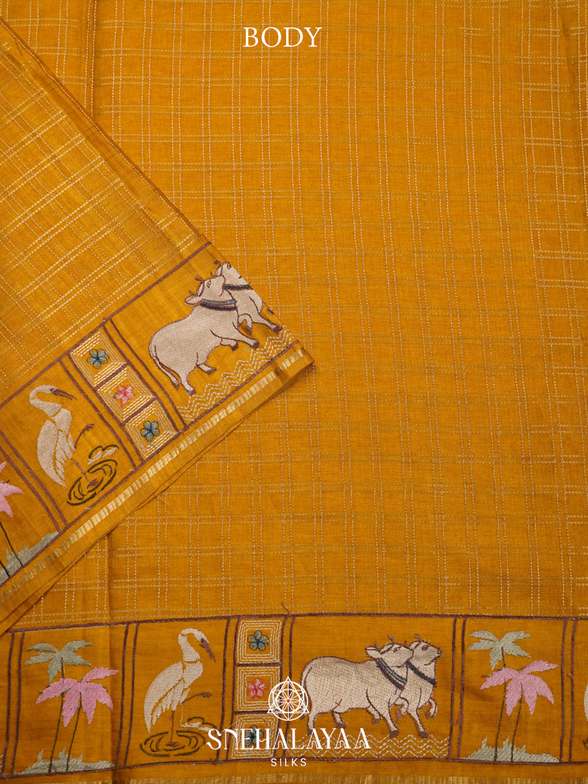 Mango Yellow Tussar Saree