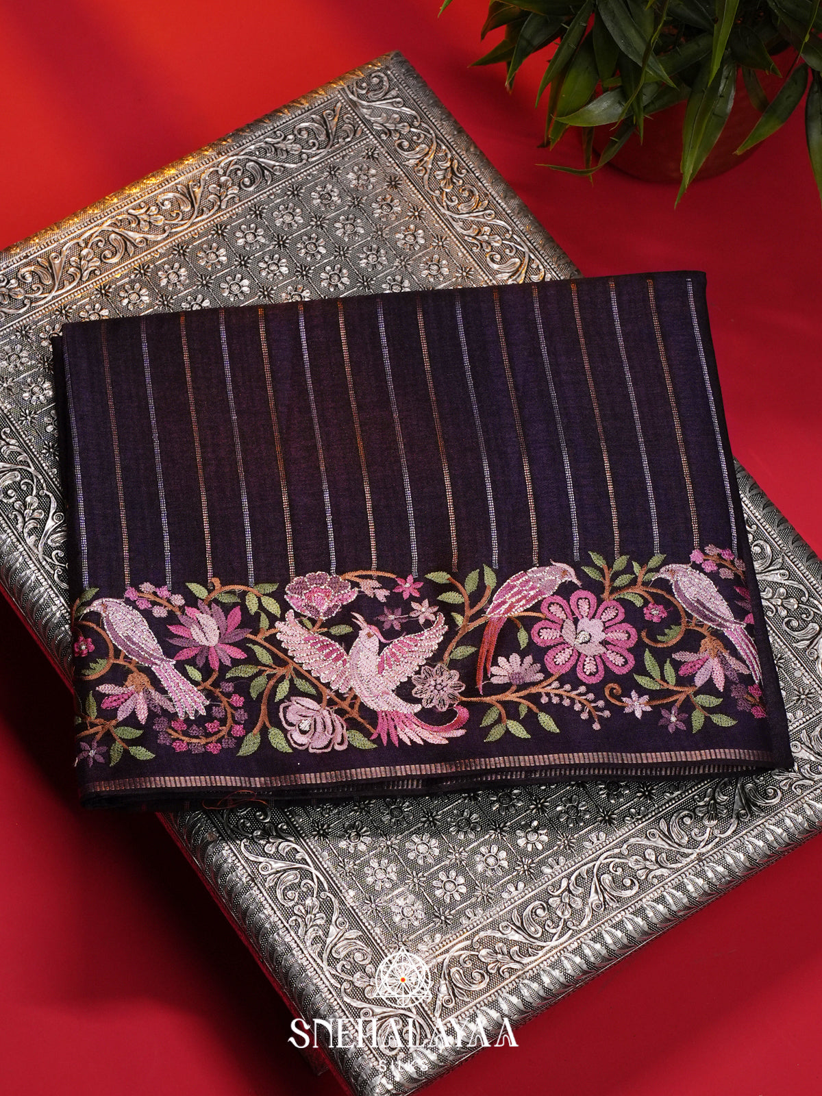Purple Tussar Saree