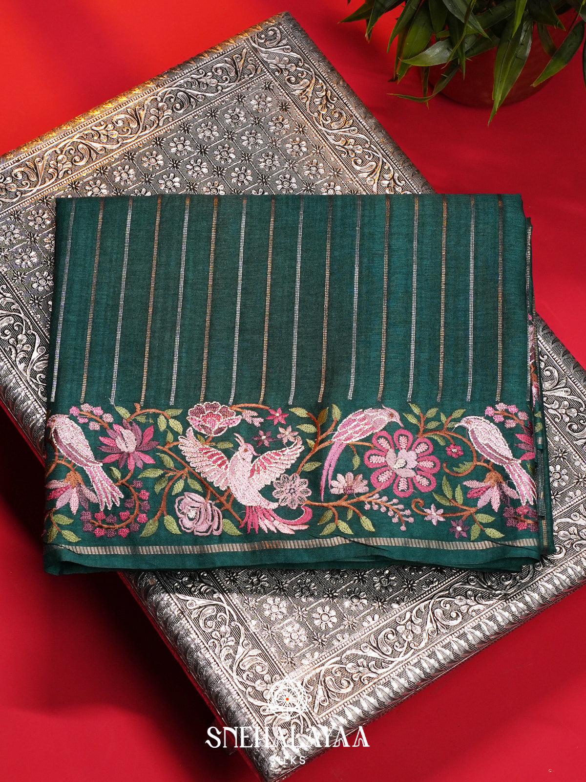 Green Tussar Saree