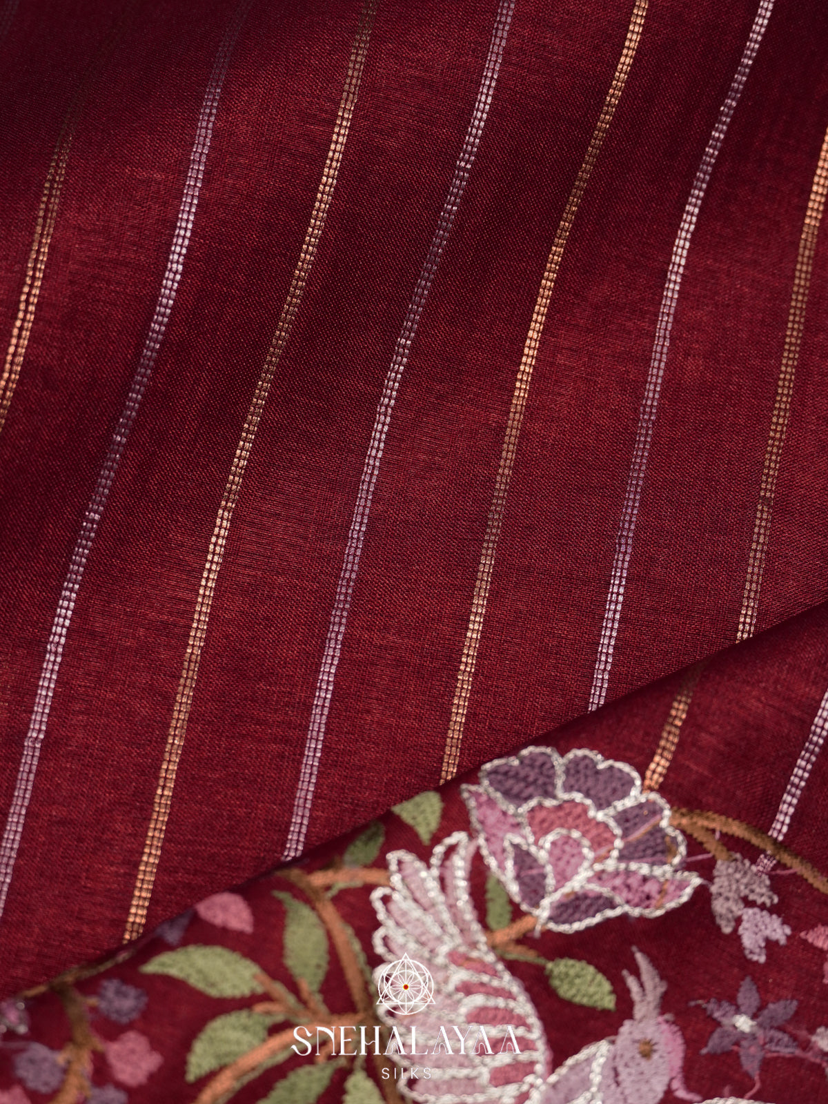 Maroon Tussar Saree