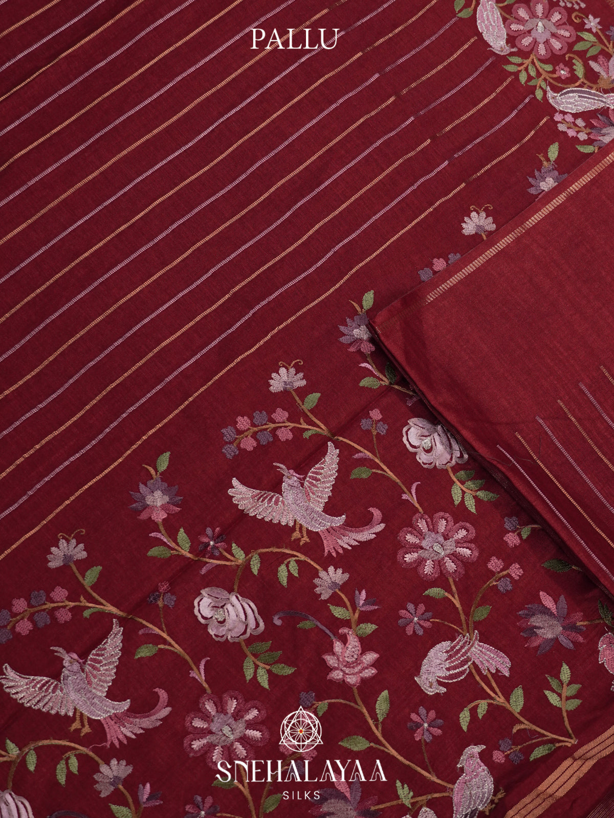Maroon Tussar Saree