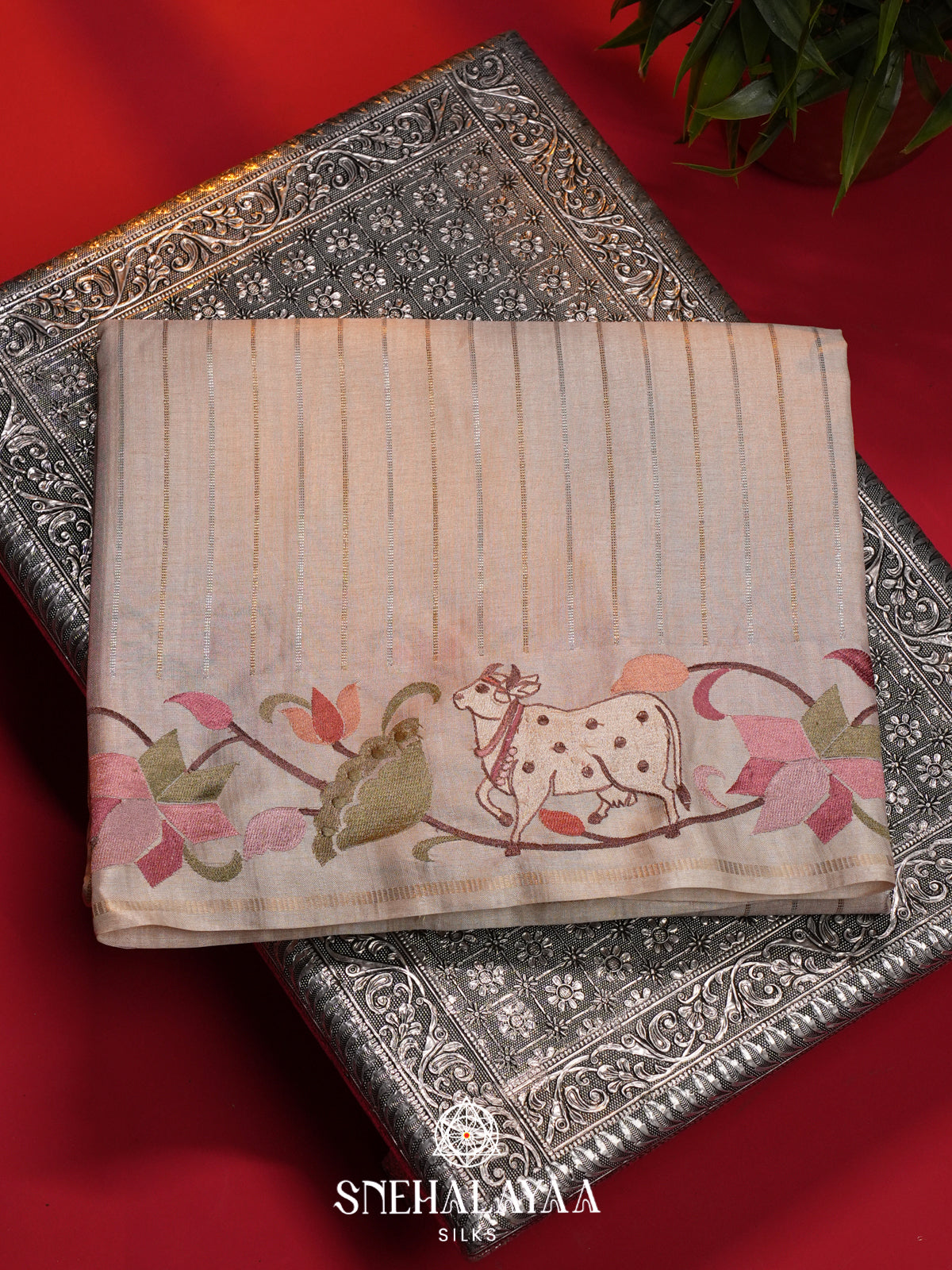 Beige Tussar Saree