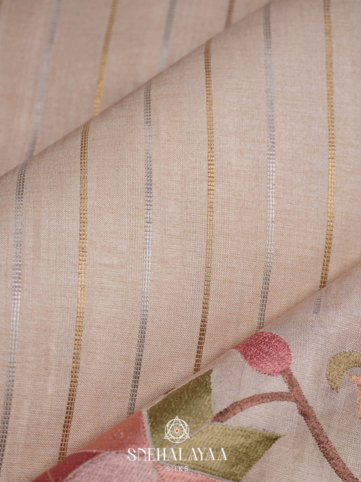 Beige Tussar Saree