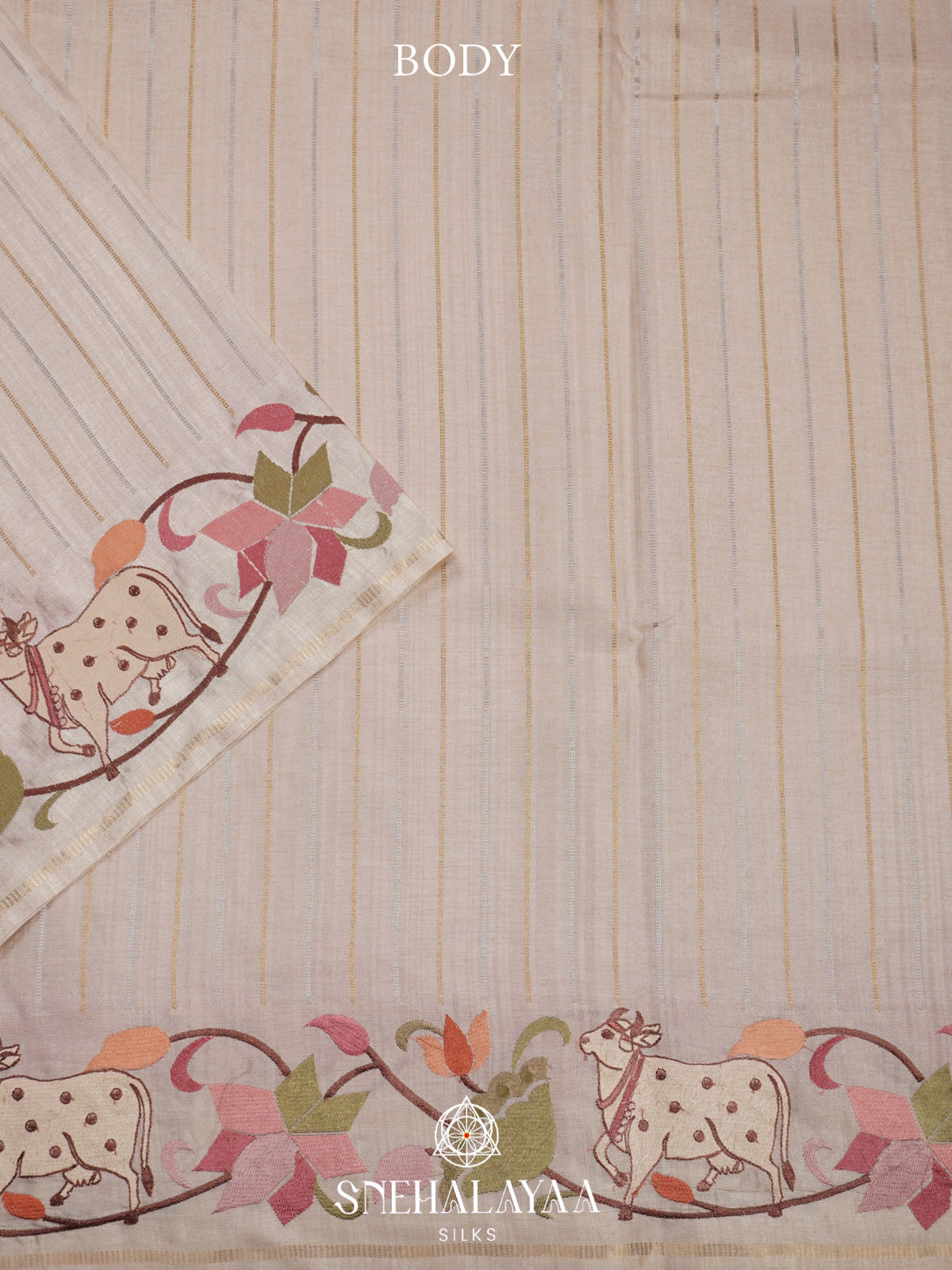 Beige Tussar Saree