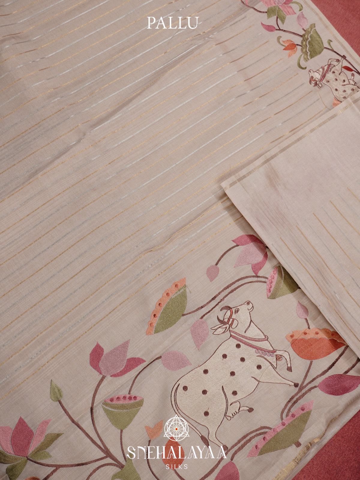 Beige Tussar Saree