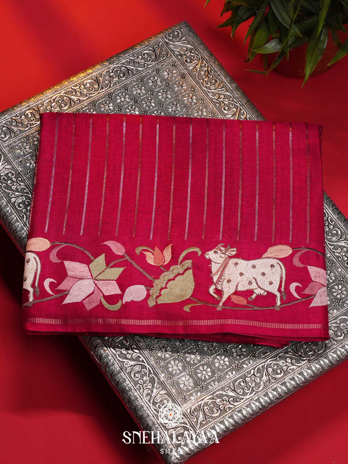 Ruby Red Tussar Saree