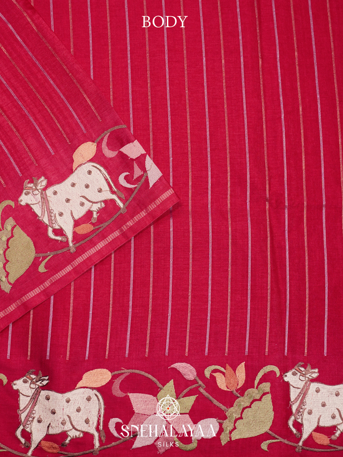 Ruby Red Tussar Saree