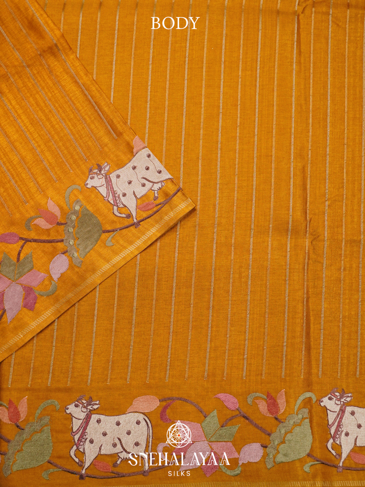 Mango Yellow Tussar Saree