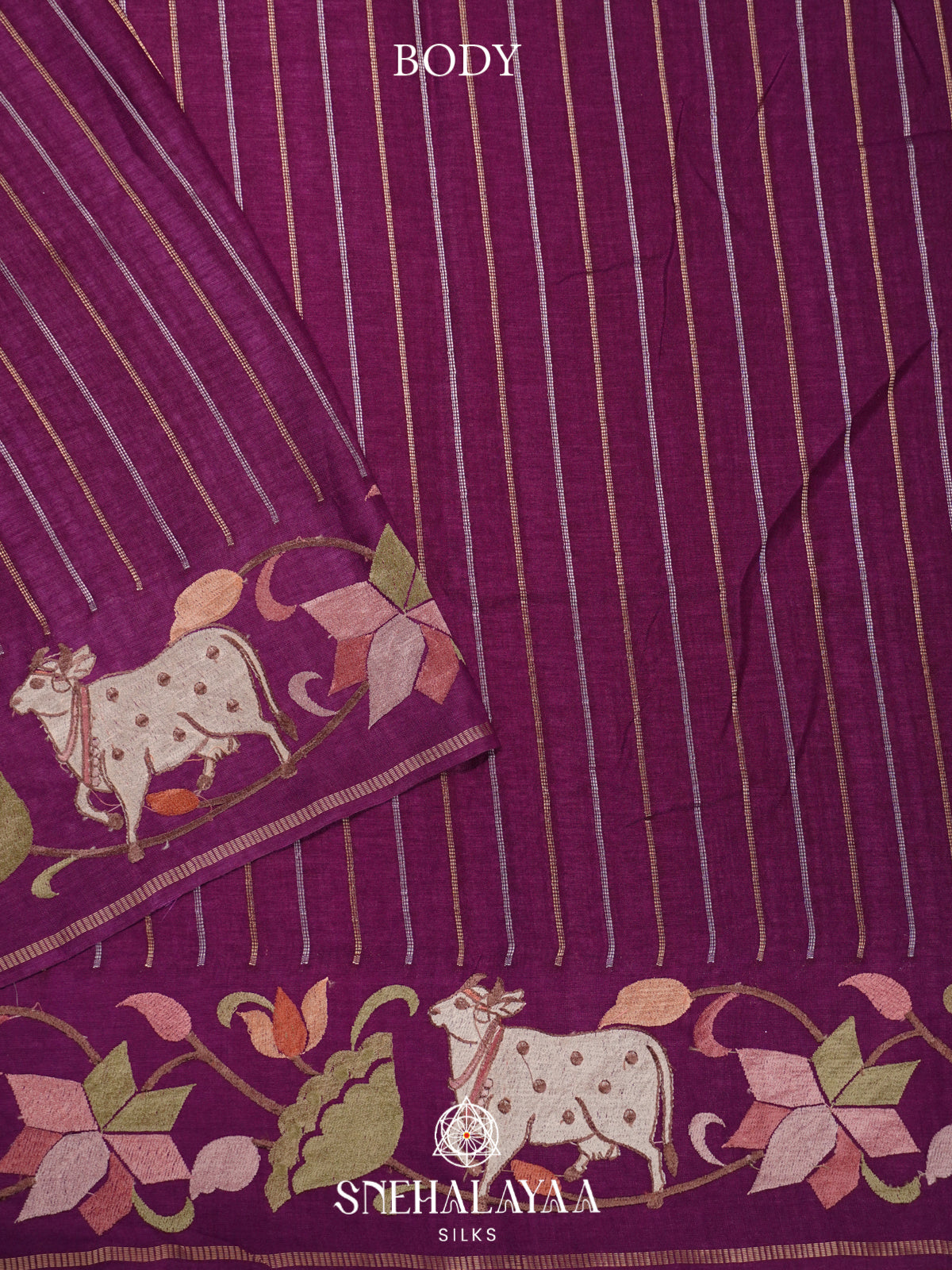 Magenta Tussar Saree