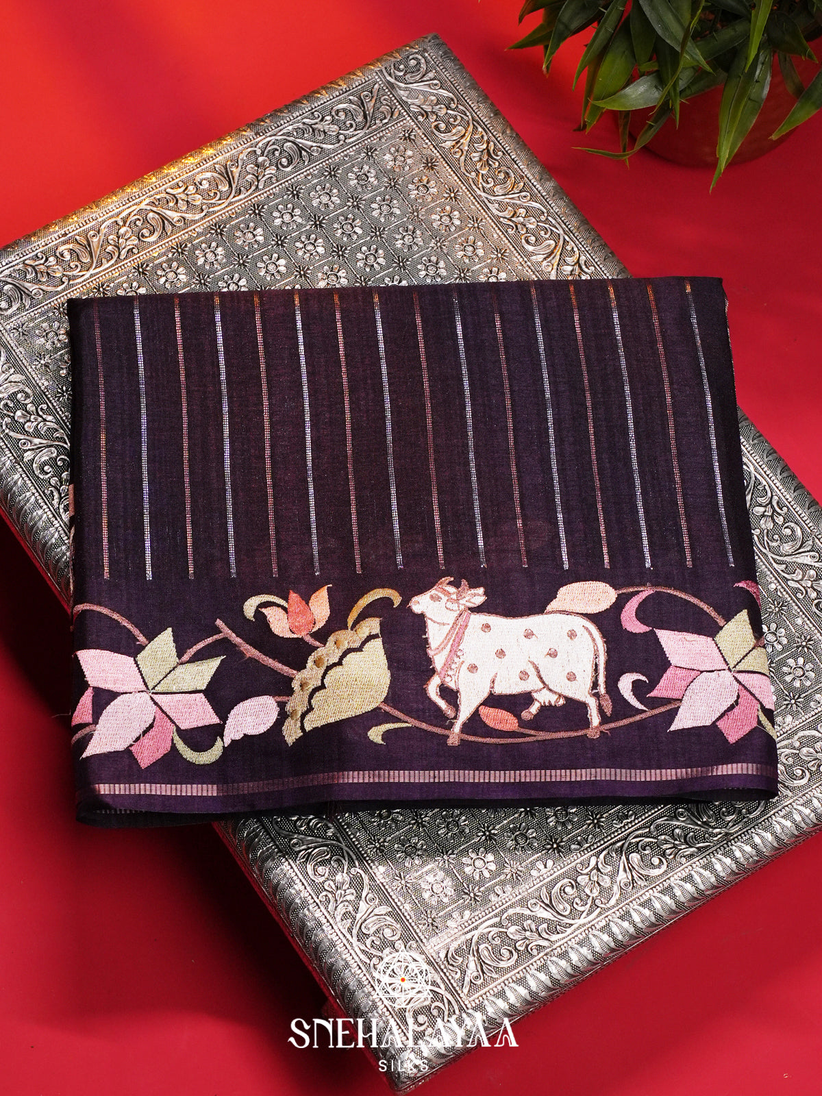 Purple Tussar Saree