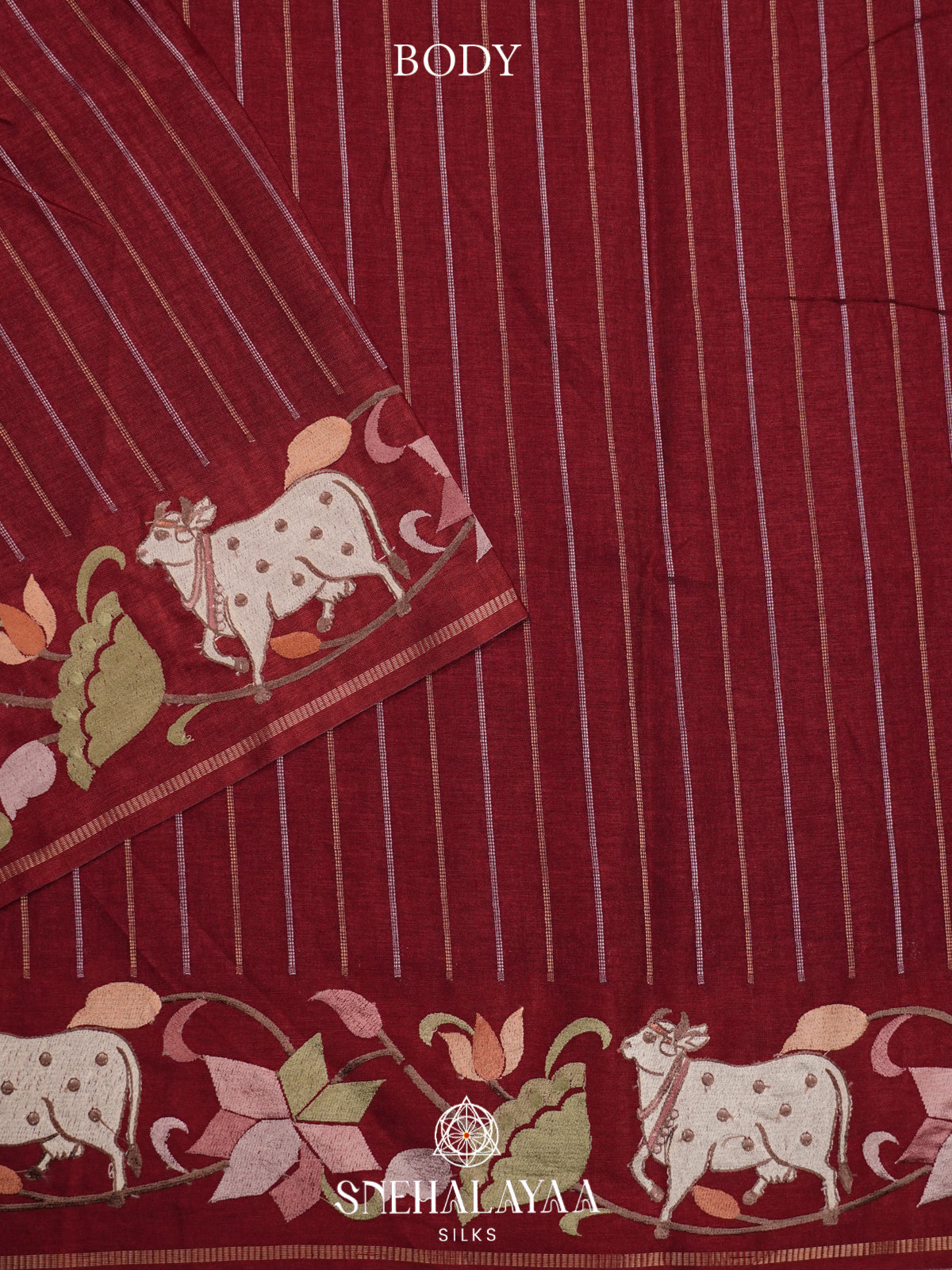 Maroon Tussar Saree